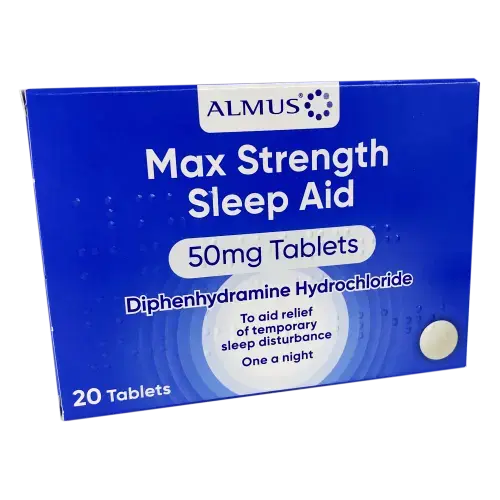 ALMUS Max Strength Sleep Aid 50mg 20 Tablets