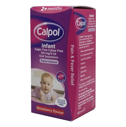 Calpol Infant Sugar Free and Colour Free Suspension (2+months 120mg/5ml) 100ml - Cold and Flu