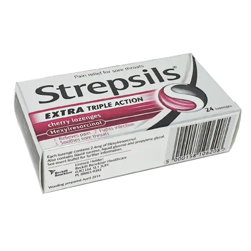 Strepsils Extra Cherry Lozenges - 24 Lozenges - Cold and Flu