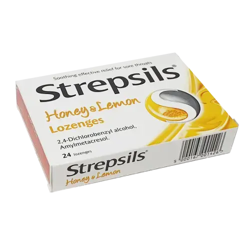 Strepsils Honey and Lemon Lozenges - 24 Lozenges - Cold and Flu