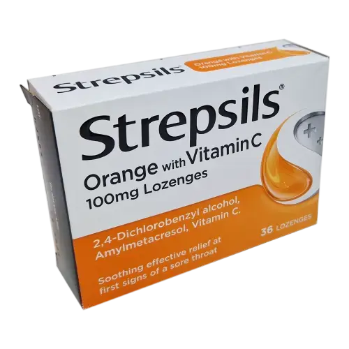 Strepsils Orange with Vitamin C Lozenges - 36 Lozenges - Ear, Nose & Throat