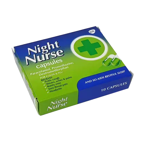 Night Nurse Capsules - 10 Capsules - Cold and Flu