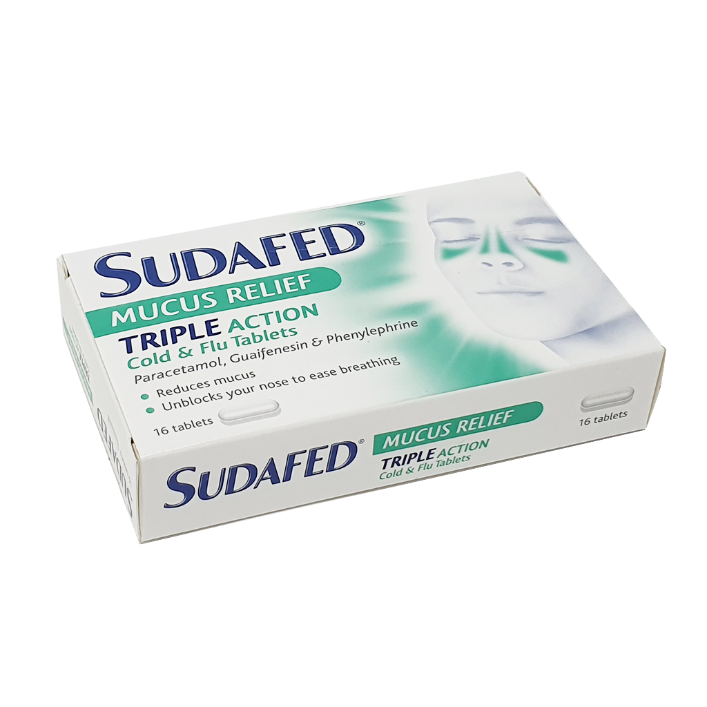 Sudafed Mucus Relief Cold and Flu Tablets - 16 Tablets - Cold and Flu