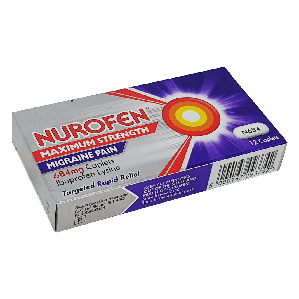 Nurofen Max Strength 684mg Caplets for Migraine - 12 Caplets - Joint and Muscle Pain