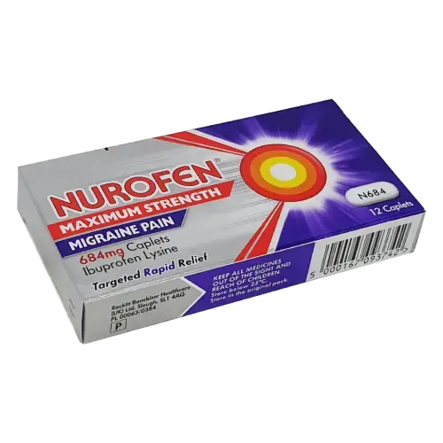 Nurofen Max Strength 684mg Caplets for Migraine - 12 Caplets - Pain Relief