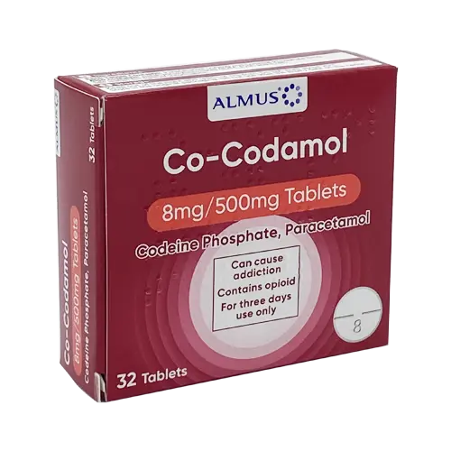 Co-Codamol 8/500mg Tablets - 32 Tablets - Codeine Pain Relief