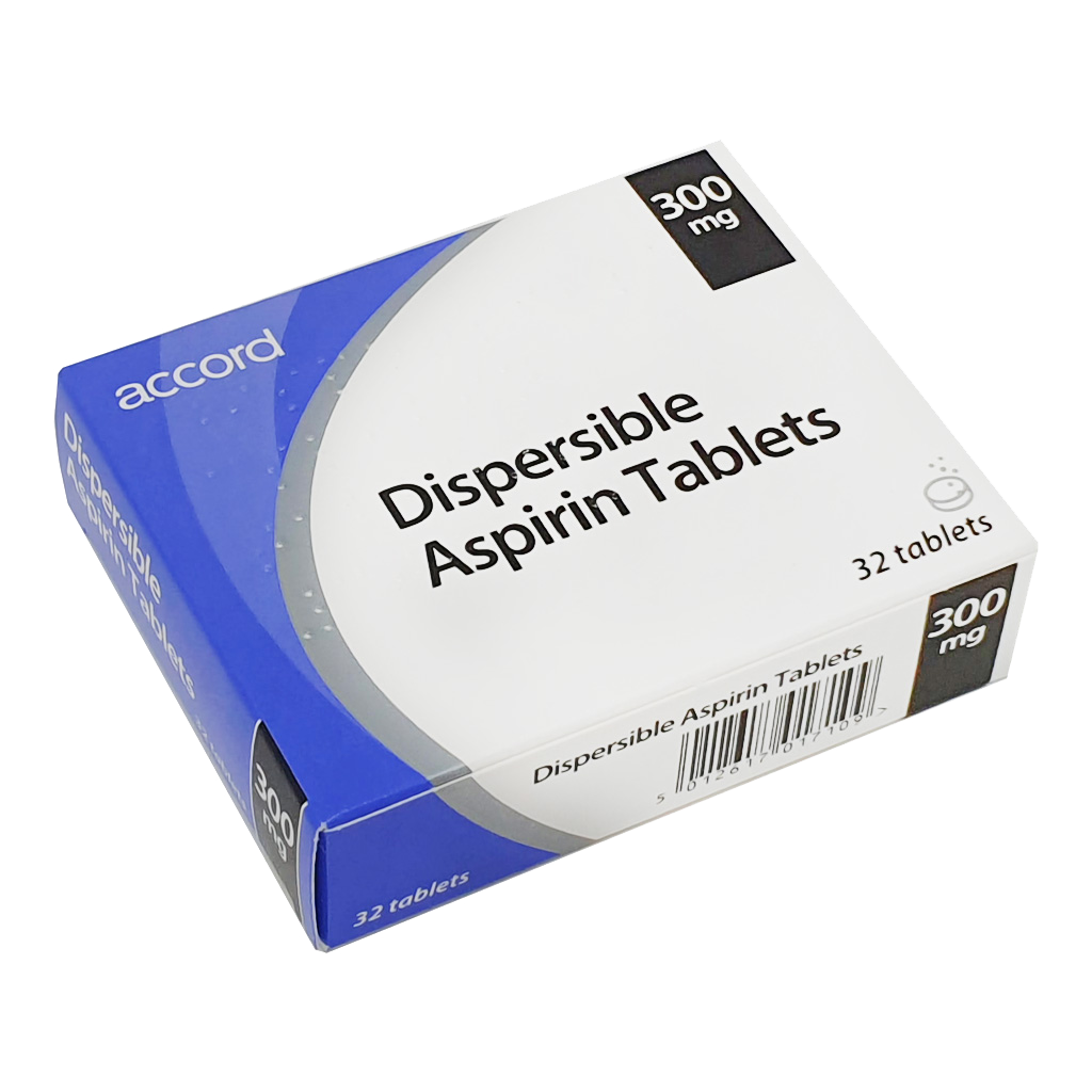 Aspirin Dispersible 300mg Tablets x 32 - Pain Relief