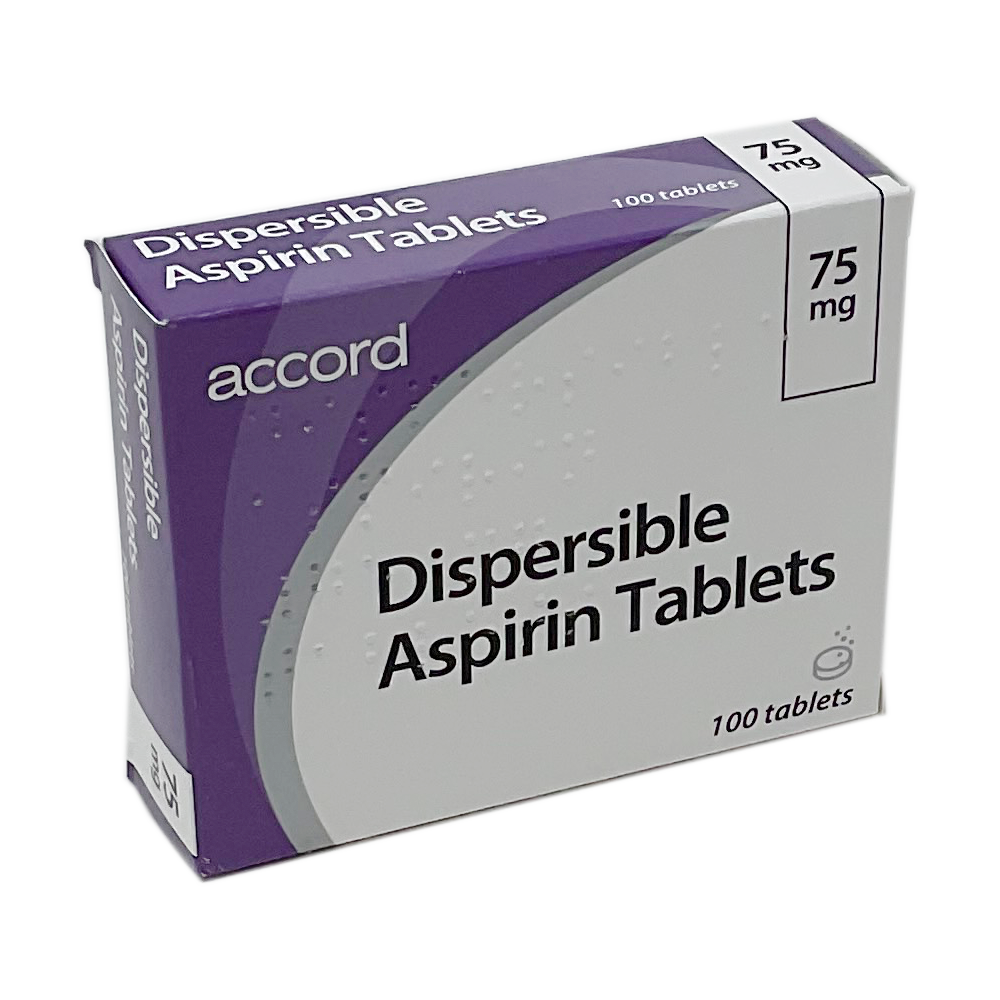 Aspirin Dispersible 75mg Tablets - 100 Tablets - Pain Relief