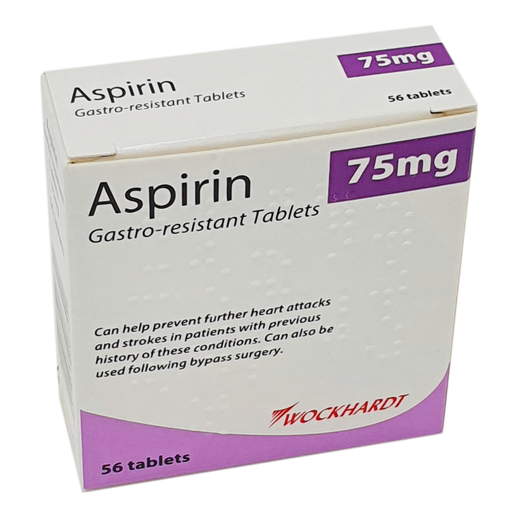 Aspirin E/C 75mg Tablets - 56 Tablets - Pain Relief