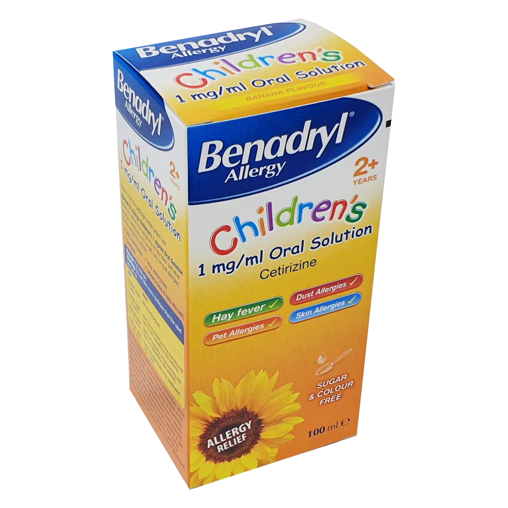 Benadryl Allergy Syrup 1mg/ml Oral Solution 100ml (Cetirizine Dihydrochloride) - Allergy and OTC Hay Fever