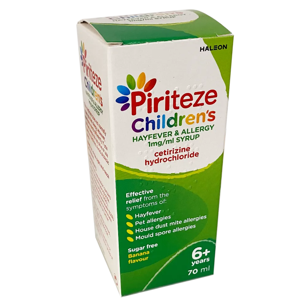 Piriteze Syrup 70ml (Cetirizene Hydrochloride 1mg) - Allergy and OTC Hay Fever