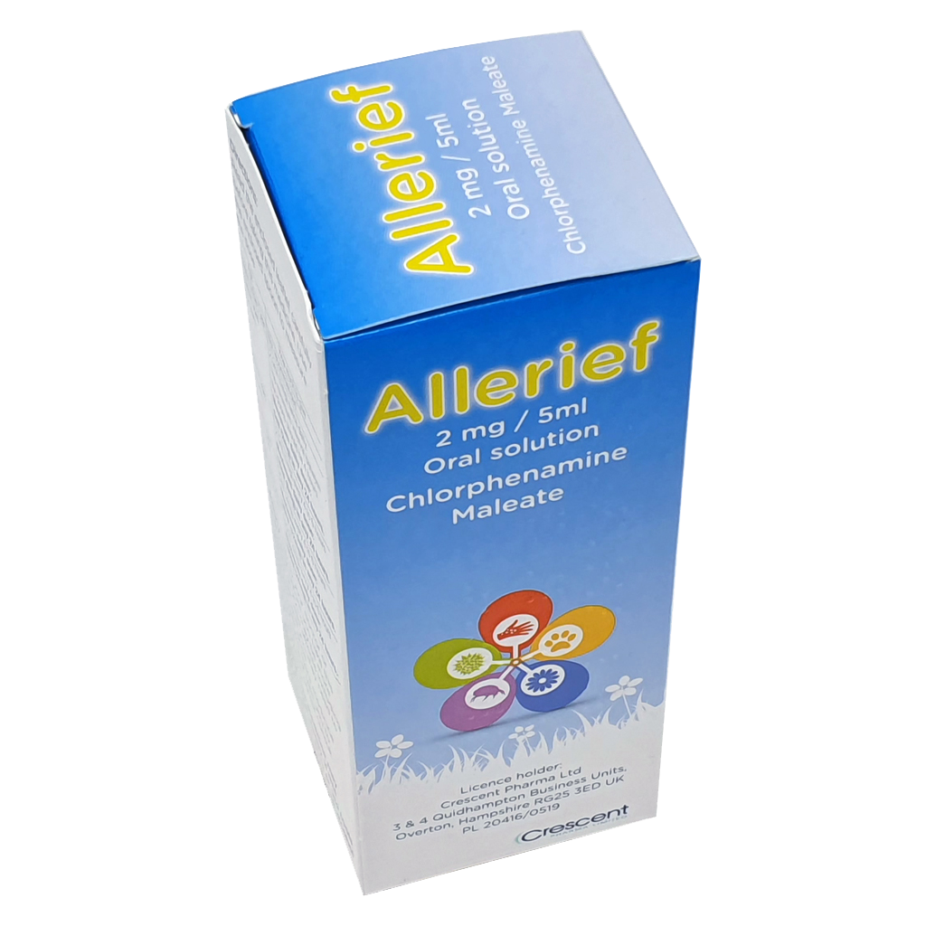 Chlorphenamine Maleate 2mg/5ml oral solution 150ml (Allerief) - Baby and Toddler