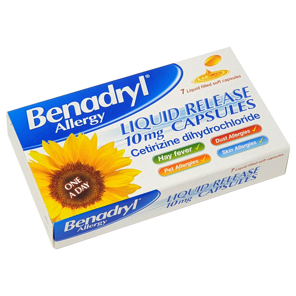 Benadryl Allergy Liquid Release 10mg Capsules 7 pack - Allergy and OTC Hay Fever