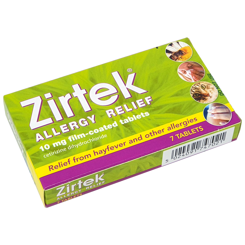 Zirtek allergy tablets (cetirizene dihydrocloride 10mg) 7 tablets - Allergy and OTC Hay Fever