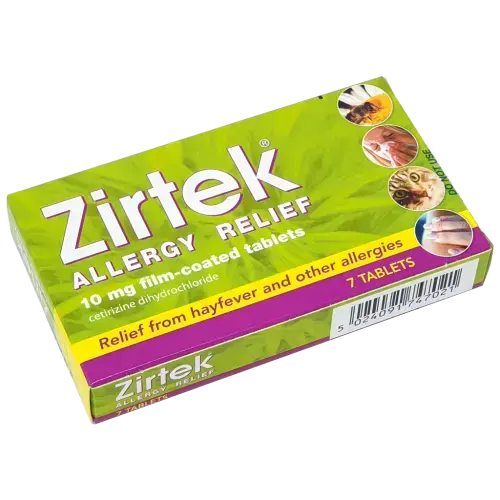 Zirtek allergy 7 tablets (cetirizine dihydrochloride 10mg) - Allergy and OTC Hay Fever