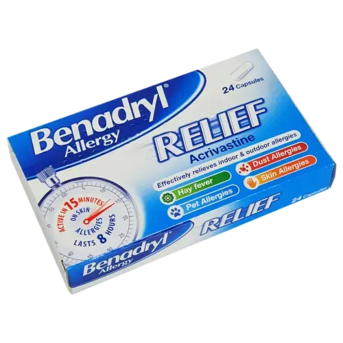 Benadryl Allergy Relief Capsules (Acrivastine 8Mg) - 24 Capsules