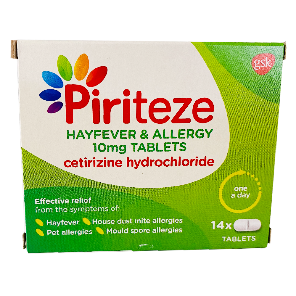 Piriteze Hayfever & Allergy 10mg Tablets Cetirizine Hydrochloride