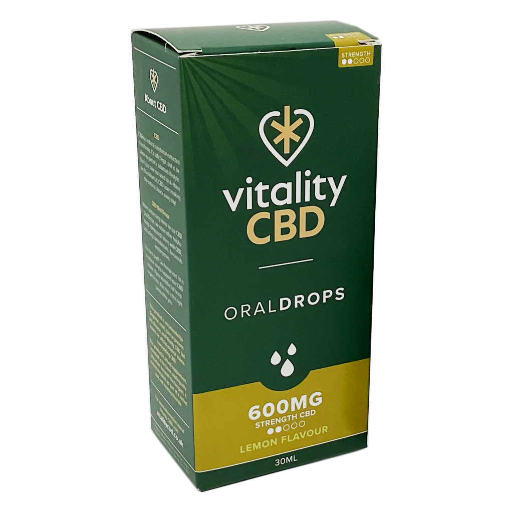 Vitality Cbd 600Mg Oral Drops Lemon Flavour 30Ml box