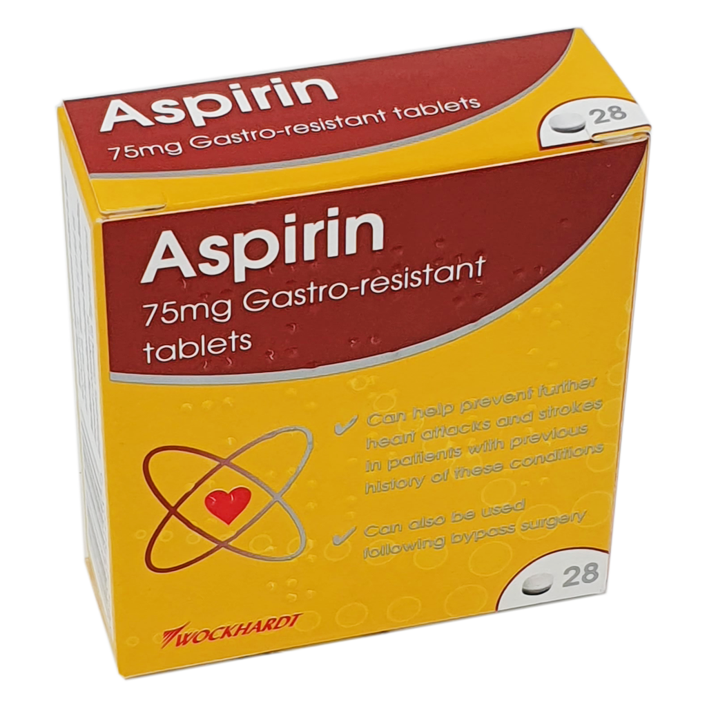 Aspirin E/C 75mg Tablets -  28 Tablets - Pain Relief
