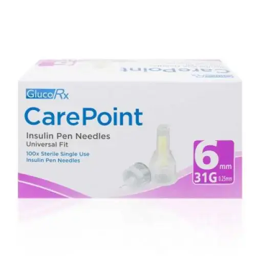 GlucoRx CarePoint 6mm 31G Insulin Pen Needles x100 - Electrical Health and Diagnostic