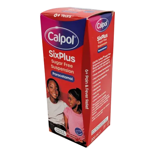 Calpol Six Plus Sugar Free Suspension Strawberry Flavour 200Ml