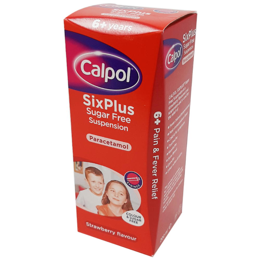 Calpol Six Plus Sugar Free Suspension Strawberry Flavour 200ml - Pain Relief