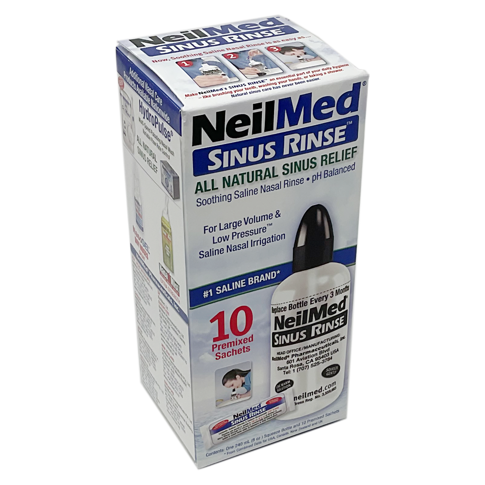 NeilMed Sinus Rinse Starter Kit with 10 Premixed Sachets - Allergy and OTC Hay Fever