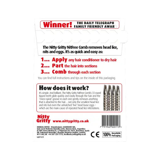 Nitty Gritty Nit Free Comb - Head Lice