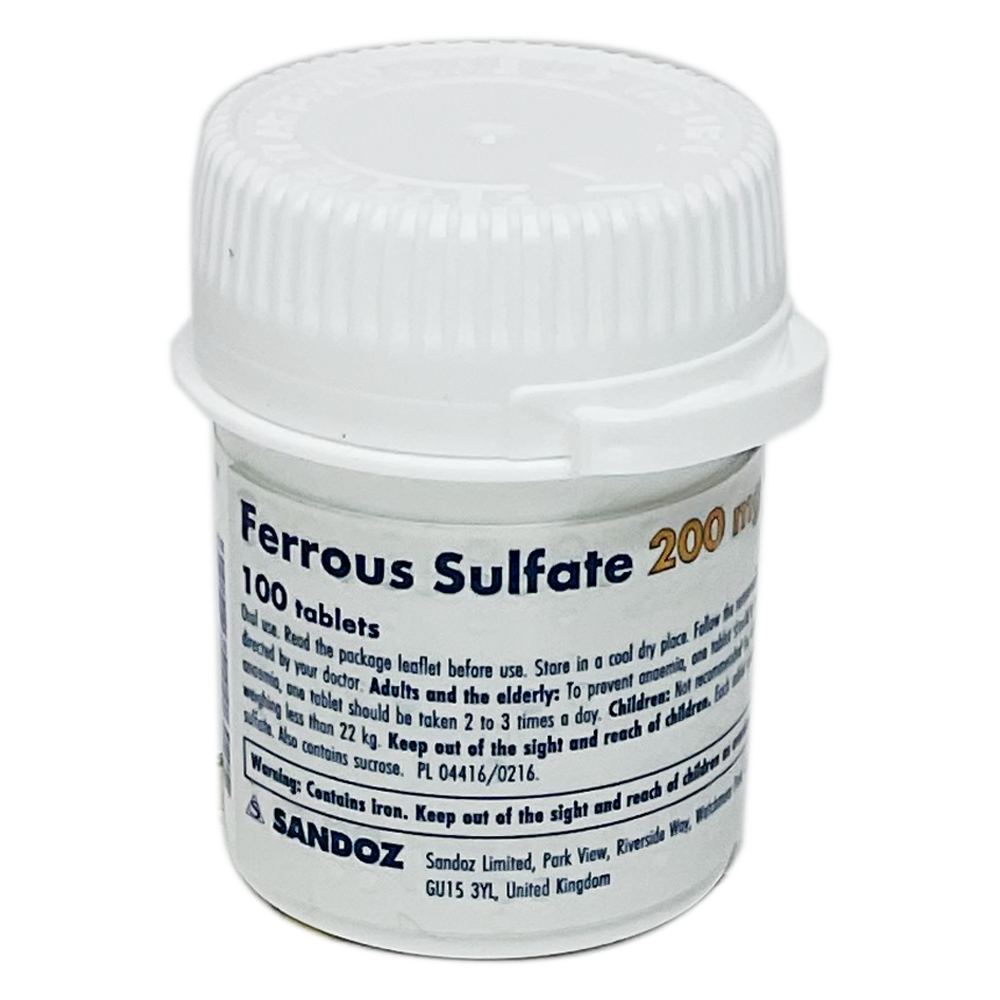 Ferrous Sulfate 200mg Tablets - 100 Tablets - Vitamins and Supplements