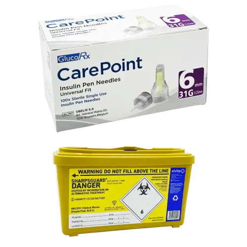 Sharps Bin 1L & Needles 6mm 31G - Electrical Health and Diagnostic