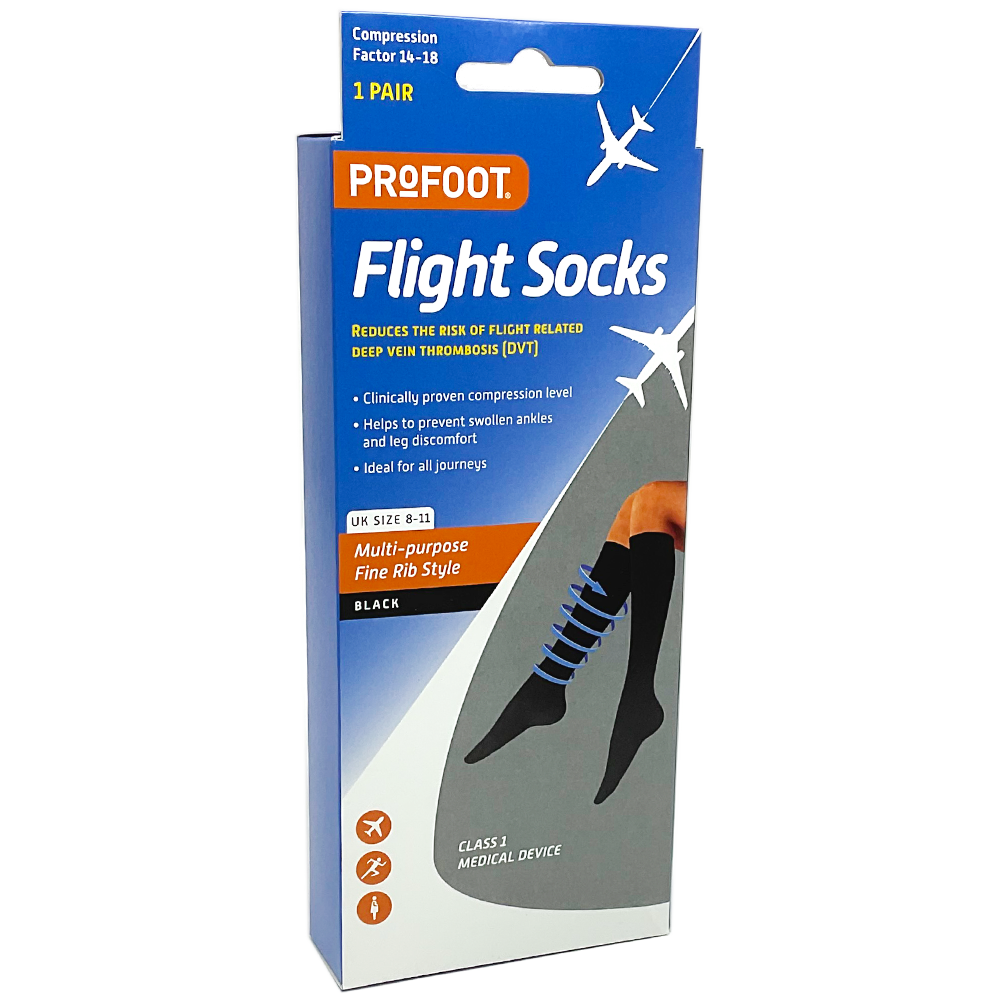 ProFoot Flight Socks Black UK Size 8-11 - Foot Care