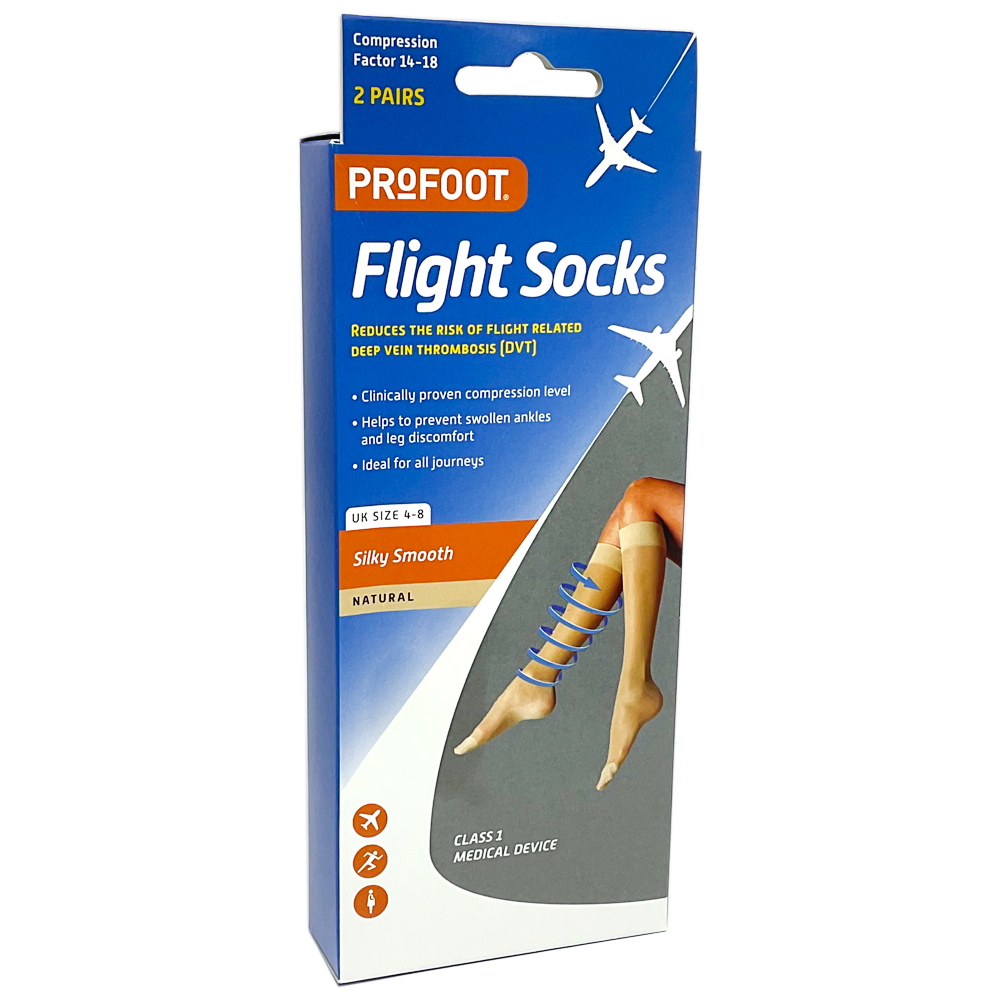 ProFoot Flight Socks Natural UK Size 4-8 - Travel