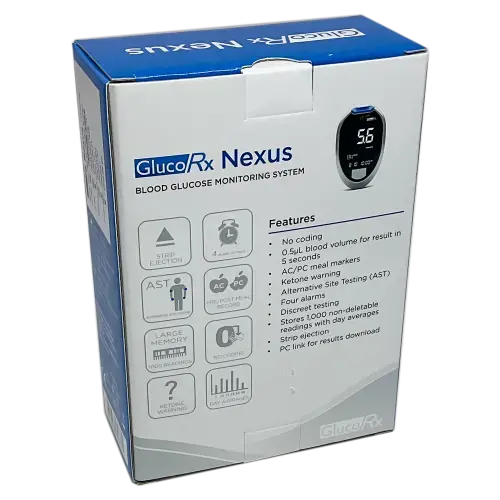 GlucoRx Nexus Blood Glucose Monitoring System - Diabetes Monitoring