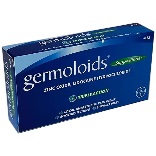Germoloids Suppositories x12 - Haemorrhoids and Piles