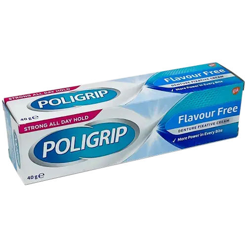Poligrip Denture Fixative Cream Flavour Free 40g - Dental Products