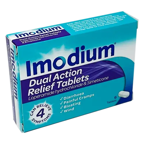 Imodium Dual Action Relief Tablets x6 (previously Imodium Plus Comfort Tablets) - Diarrhoea