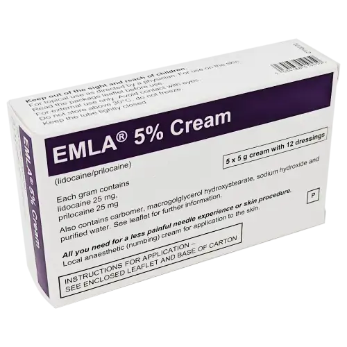 Emla 5% Cream 5X 5G Tubes With 12 Dressings