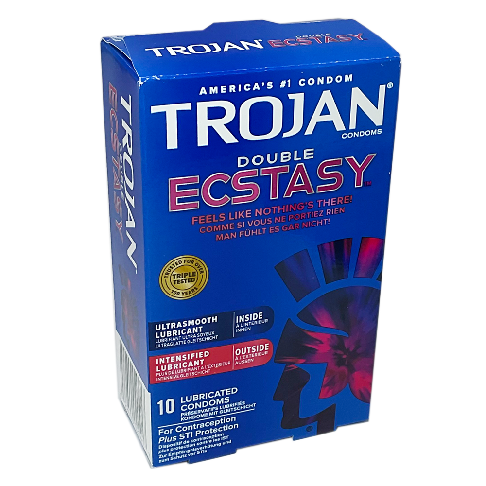 Trojan Double Ecstasy x10 Condoms - Condoms and Sexual Health