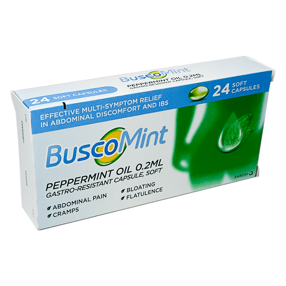 BuscoMint Peppermint Oil 0.2ml Gastro-Resistant Capsules - 24 Soft Capsules - Indigestion