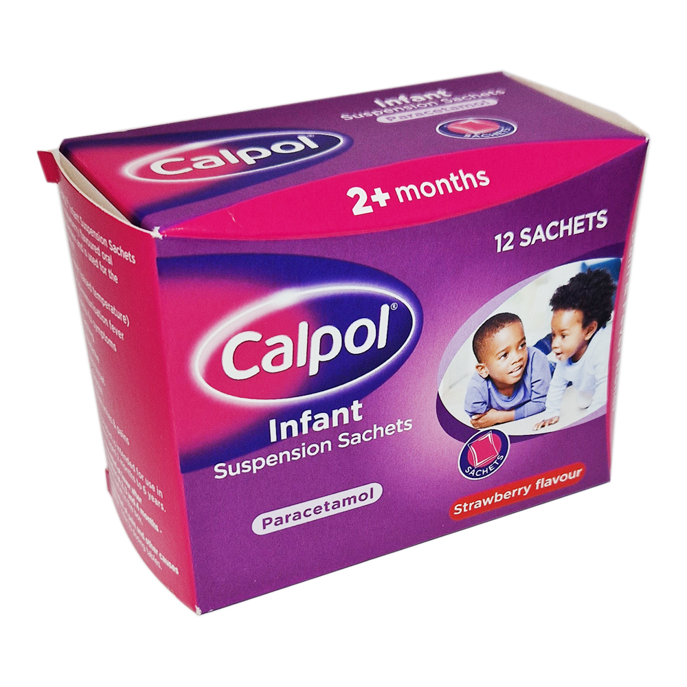 Calpol Strawberry Flavour 2+ Months - 12 SACHETS - Pain Relief