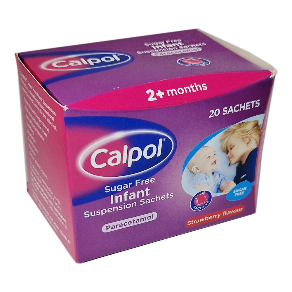 Calpol Sugar Free Strawberry Flavour 2+ Months - 20 SACHETS - Cold and Flu