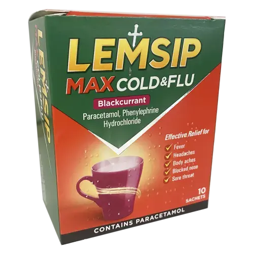 Lemsip Max Cold & Flu Blackcurrant X10 Sachets