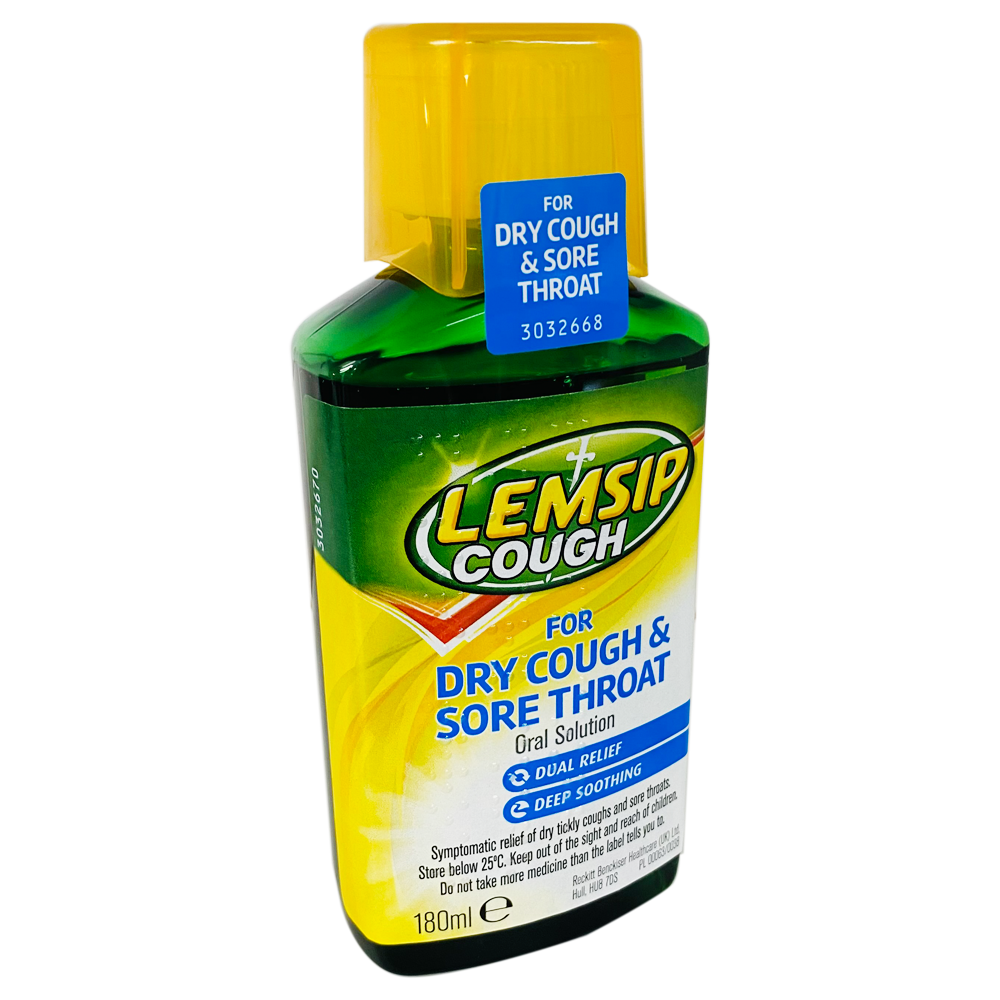 Lemsip Cough for Dry Cough and Sore Throat 180ml - Cold and Flu