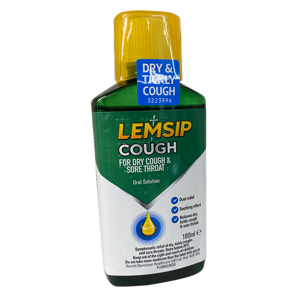 Lemsip Cough For Dry Cough And Sore Throat 180ml NEW