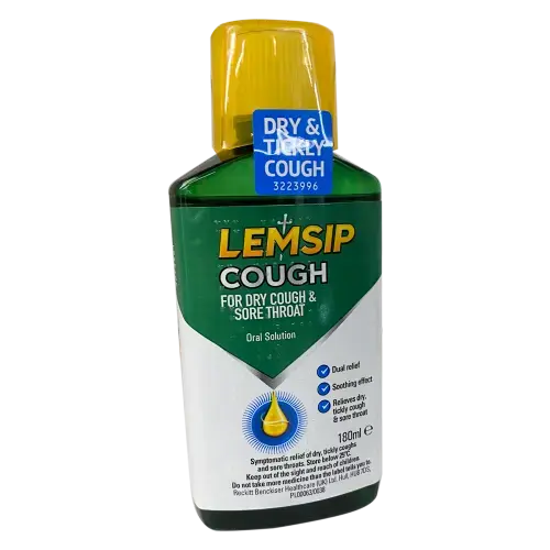 Lemsip Cough For Dry Cough And Sore Throat 180ml NEW