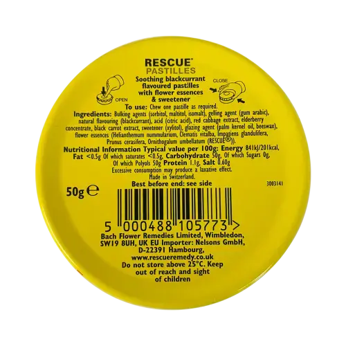 Bach Rescue Remedy Blackcurrant Pastilles Back