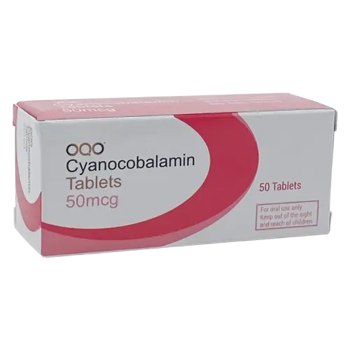 Cyanocobalamin (Vitamin B12) 50mcg – 50 Tablets - Under £5 Pharmacy Essentials