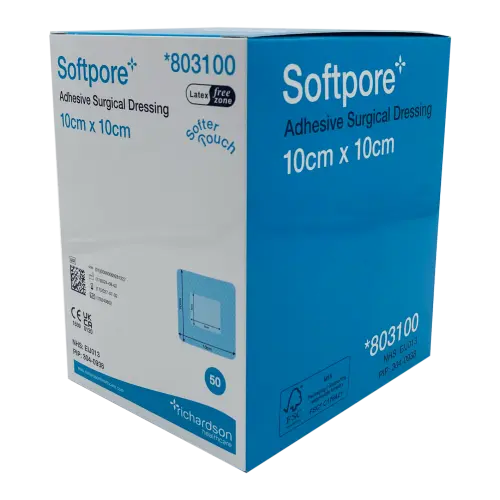 Softpore  Adhesive Surgical Dressing 10x10cm 50 Pack - First Aid