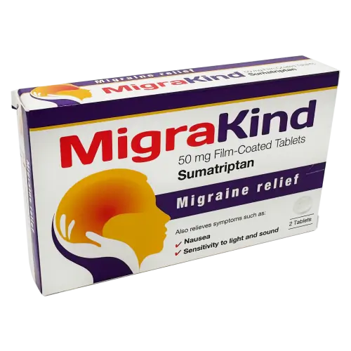MigraKind 50mg - 2 Tablets - Pain Relief