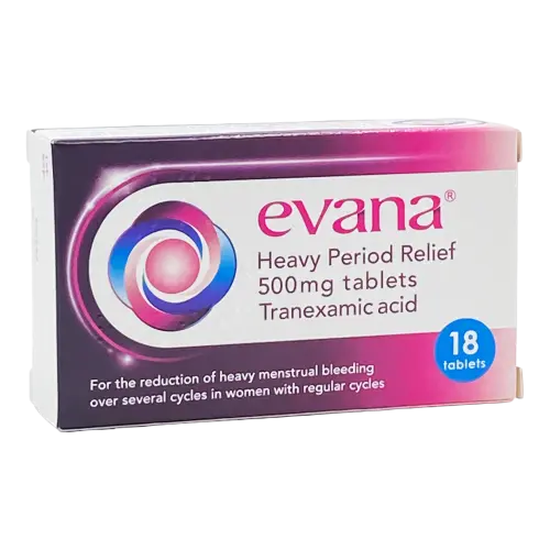 Evana Heavy Period Relief 500Mg Tablets - Tranexamic Acid